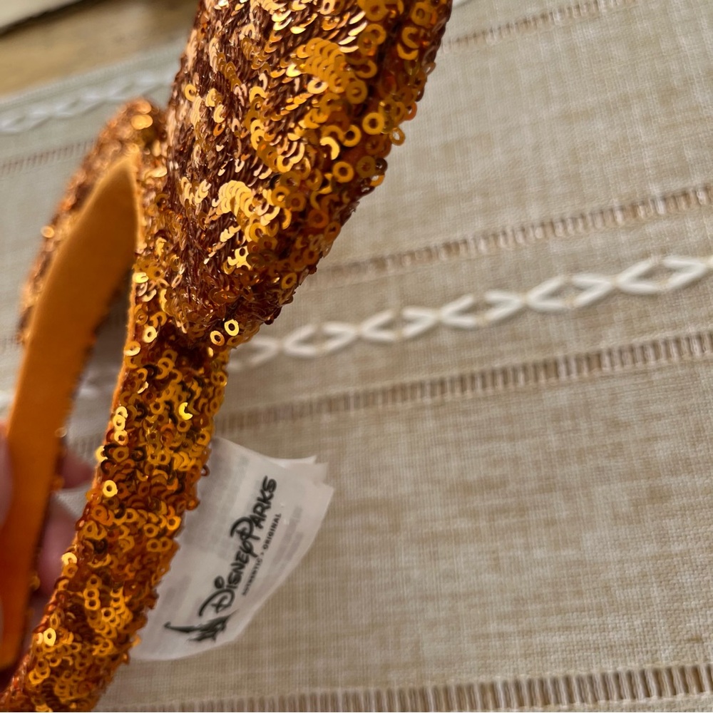 Purple Fabric and  Orange Sequin Mouse Ears Headbands - Picture 9 of 10